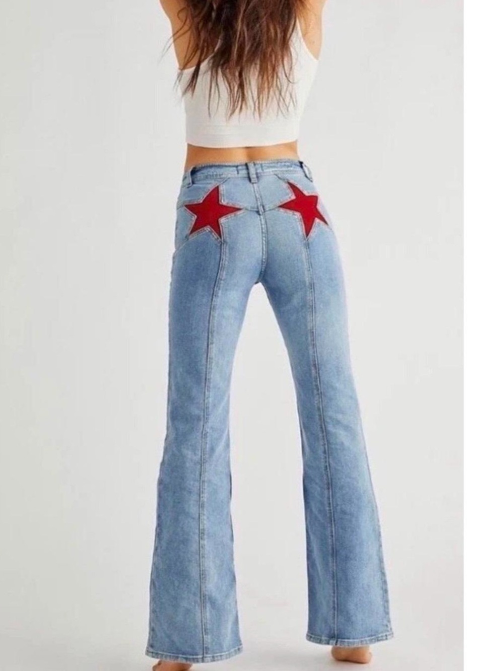 We The Free fire cracker Flare Jeans with Red Star Pockets size 25